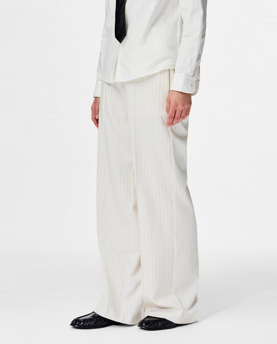Pieces - Pantalón de vestir de raya diplomática de mujer.