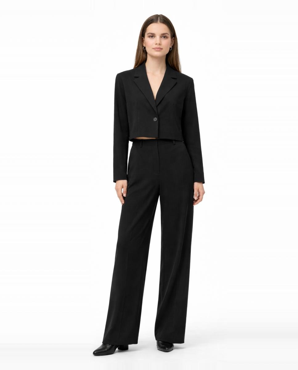 Pantalón de vestir de traje de mujer - Pieces - Beige Negro-1