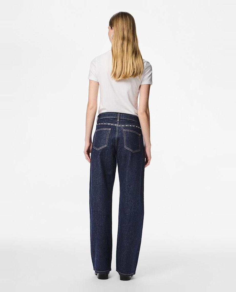 Jeans com Tachas Laterais Azul-marinho-2