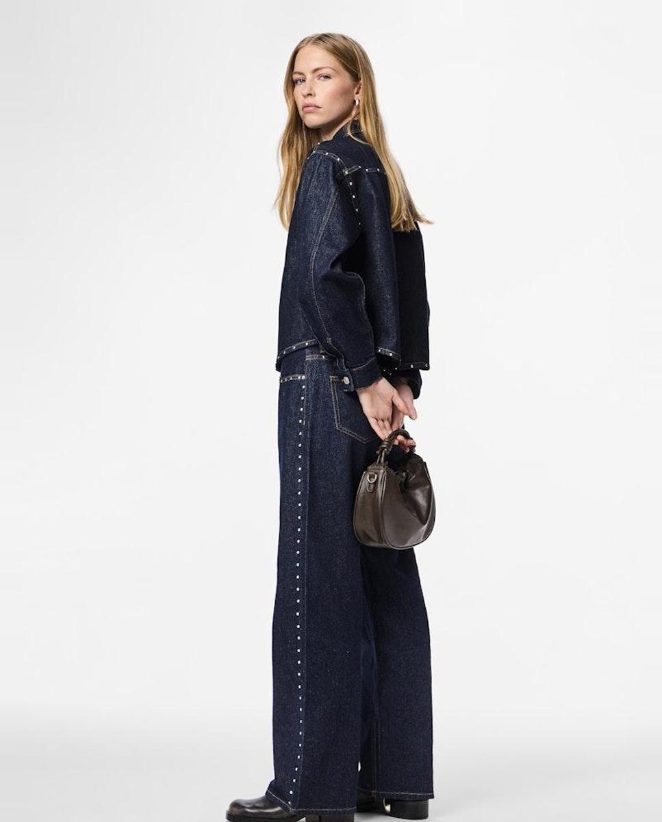 Jeans com Tachas Laterais Azul-marinho-3