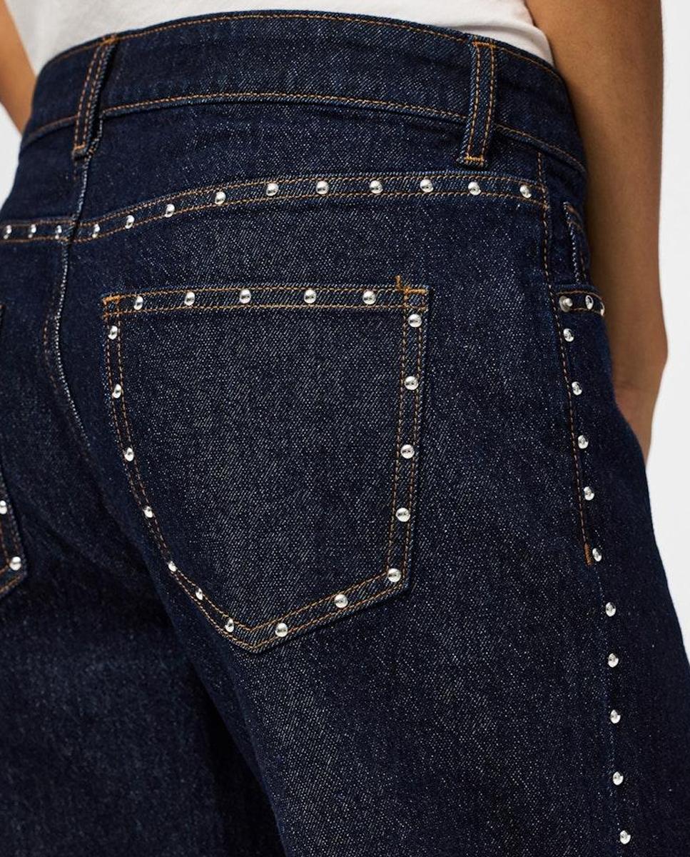 Jeans com Tachas Laterais Azul-marinho-5