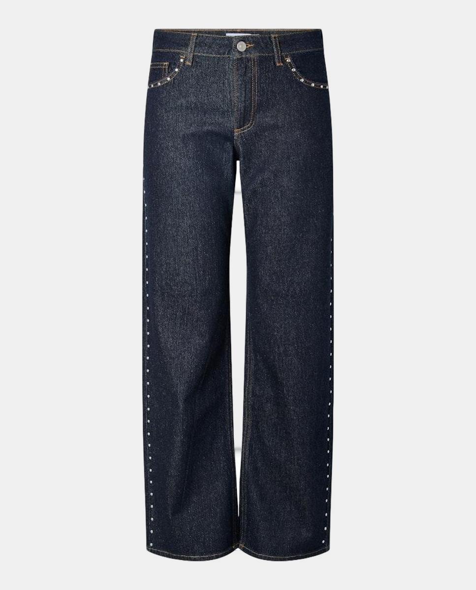 Jeans com Tachas Laterais Azul-marinho-6