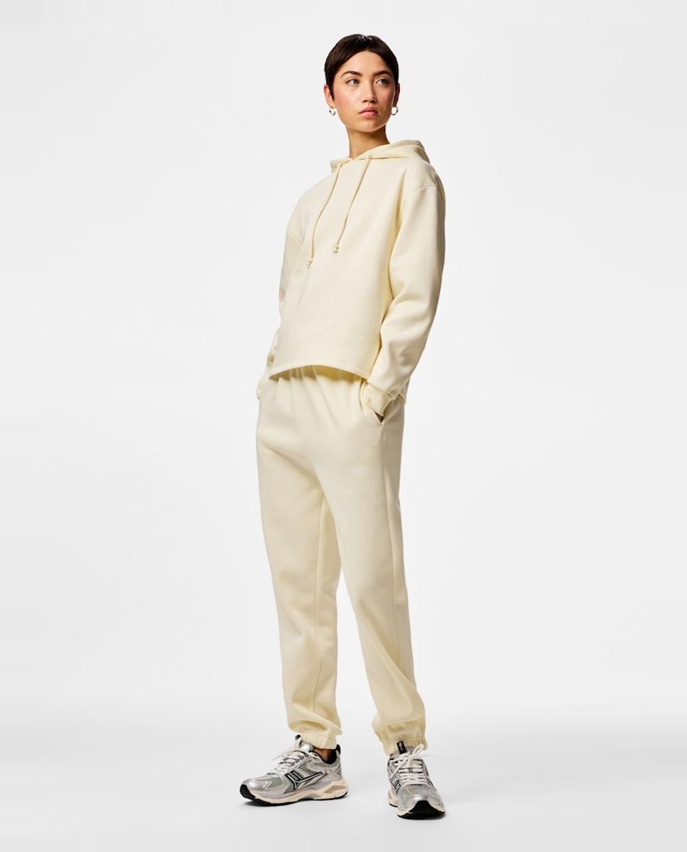 Pantalón de chándal tiro alto de mujer - Pieces - Beige Beige-1