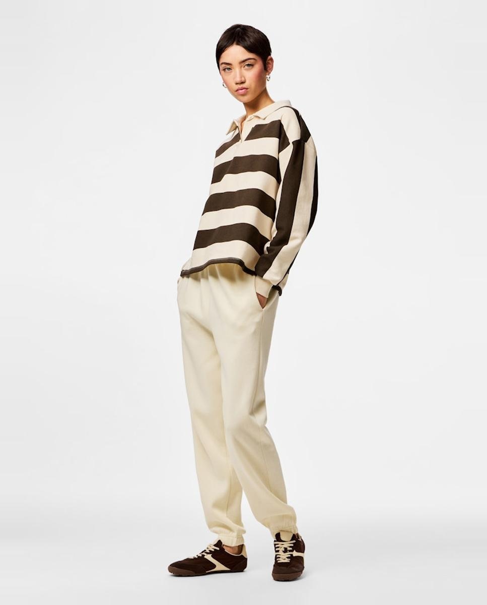 Pantalón de chándal tiro alto de mujer - Pieces - Beige Beige-2