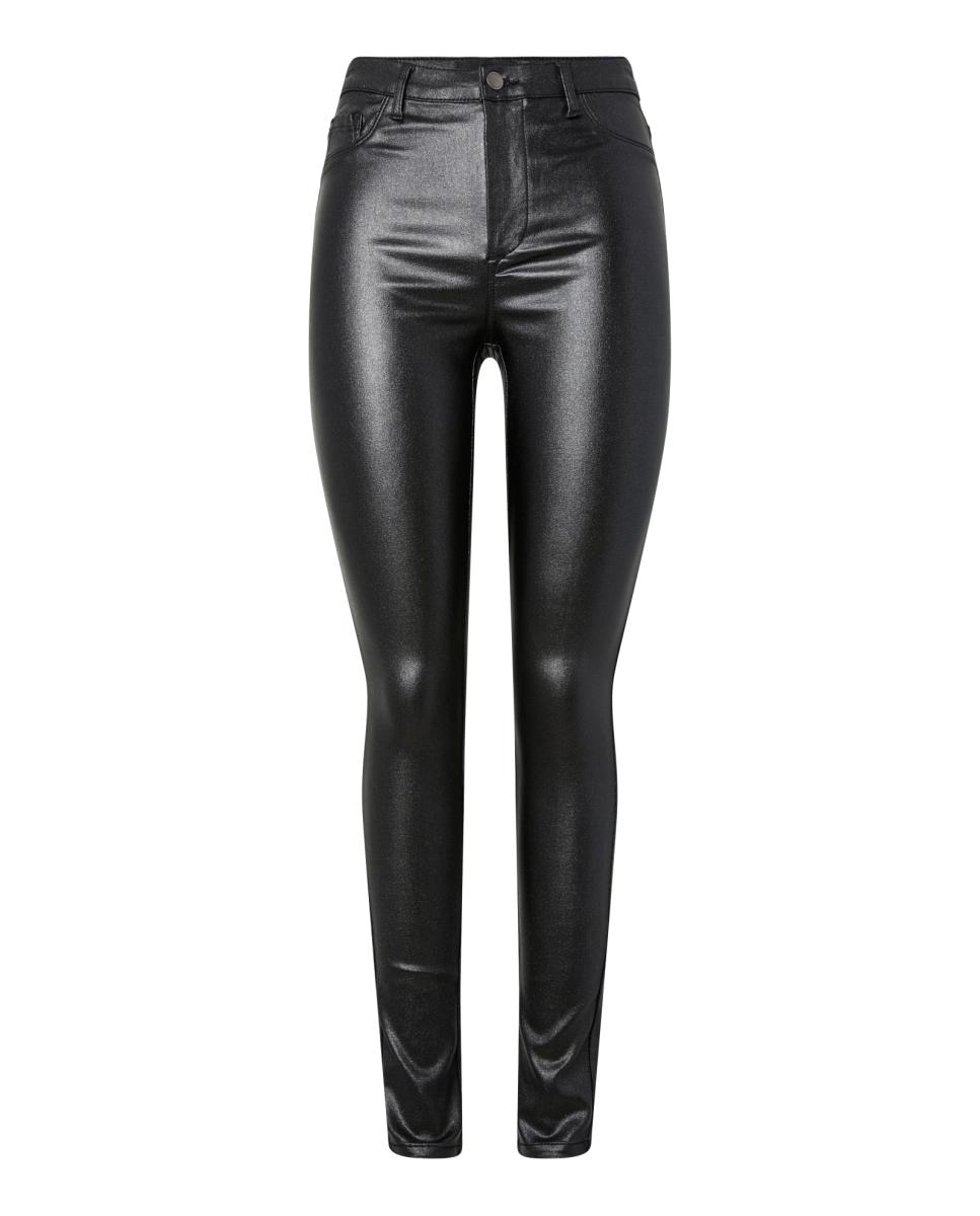Calças Skinny com Acabamento Metalizado Preto-5