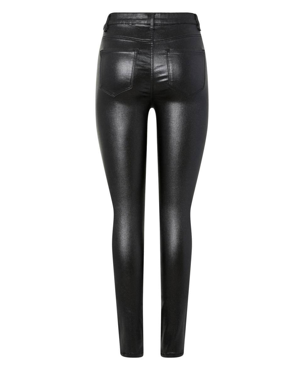 Calças Skinny com Acabamento Metalizado Preto-6