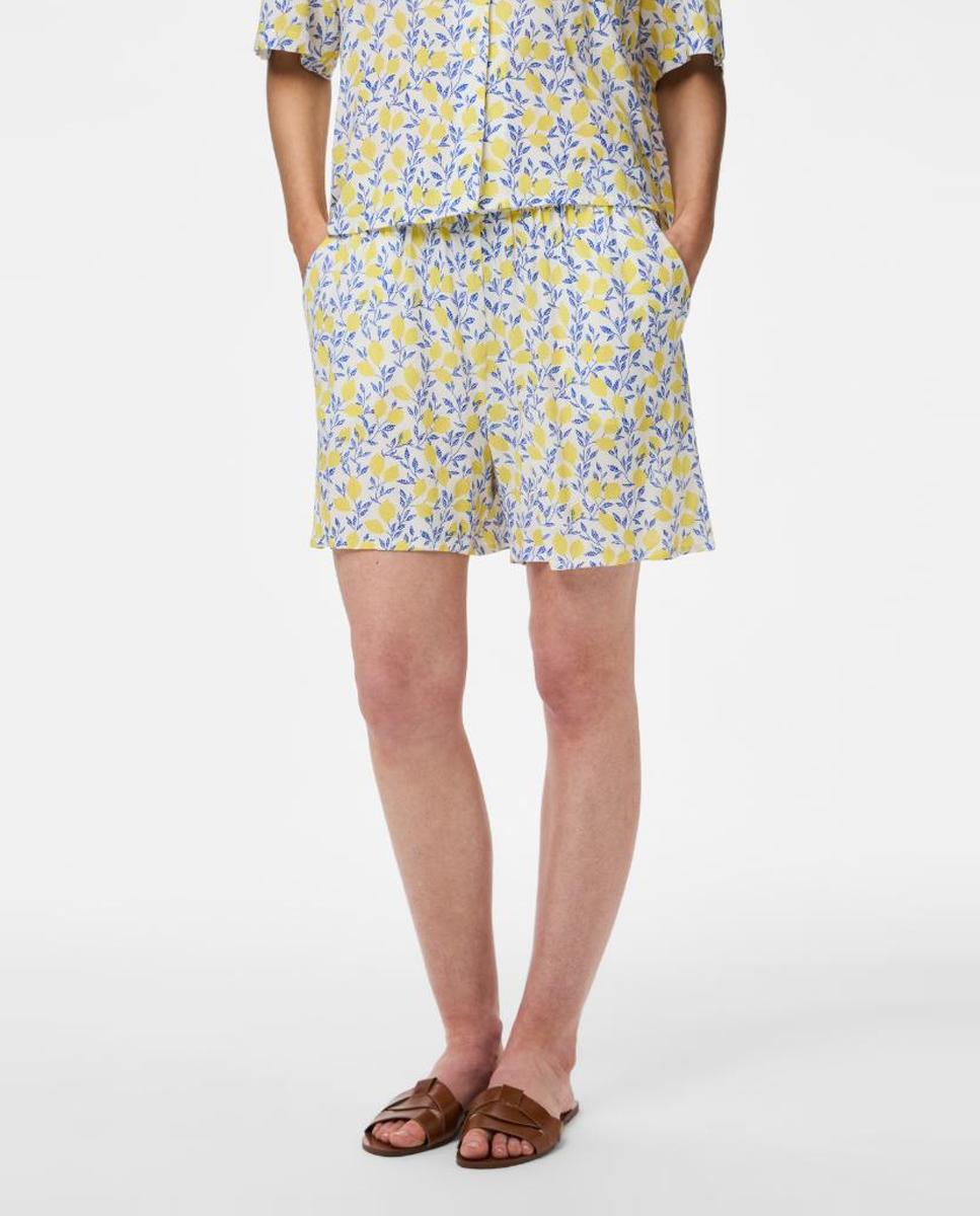 Calções com Estampado de Limões Amarelo-2