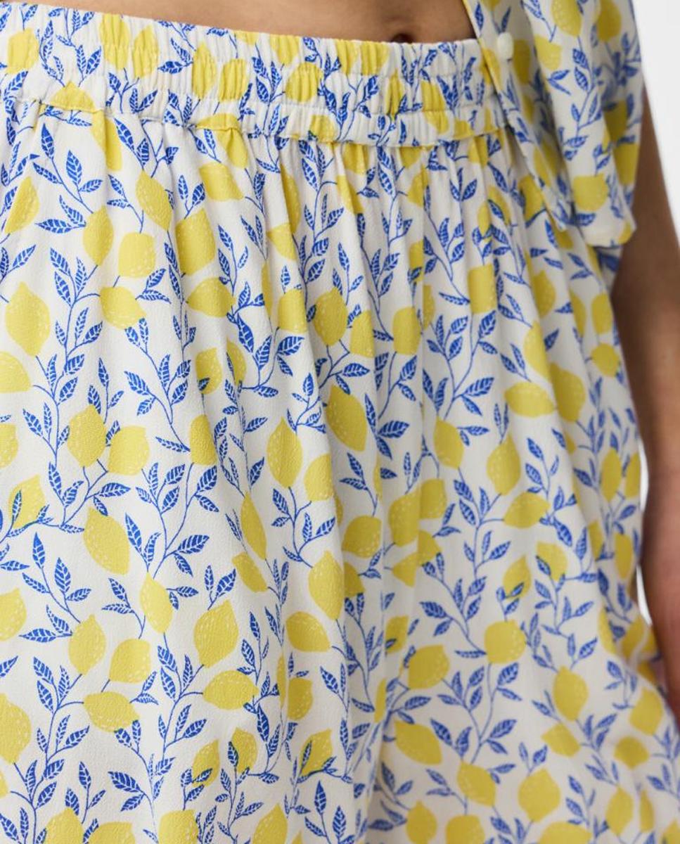 Calções com Estampado de Limões Amarelo-4