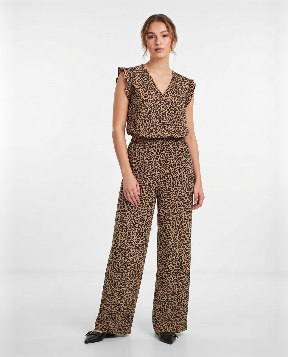 Pieces - Pantalón culotte de estampado animal print de mujer.