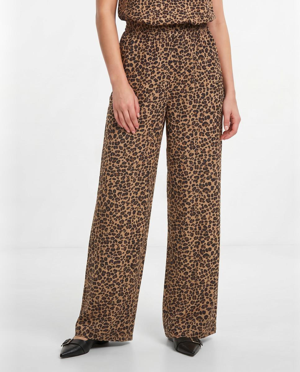Calças Culotte com Animal Print Castanho-2