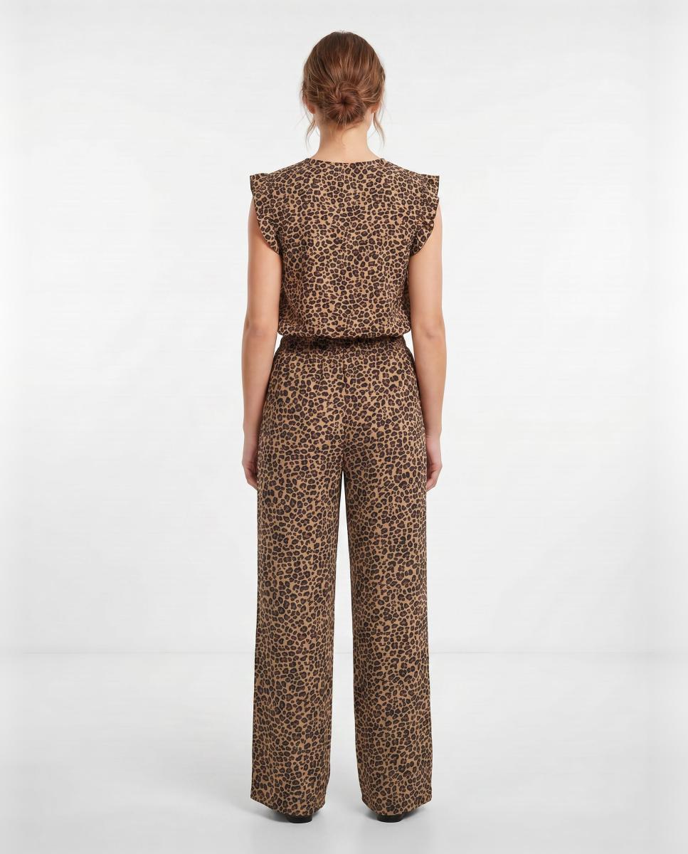 Calças Culotte com Animal Print Castanho-3