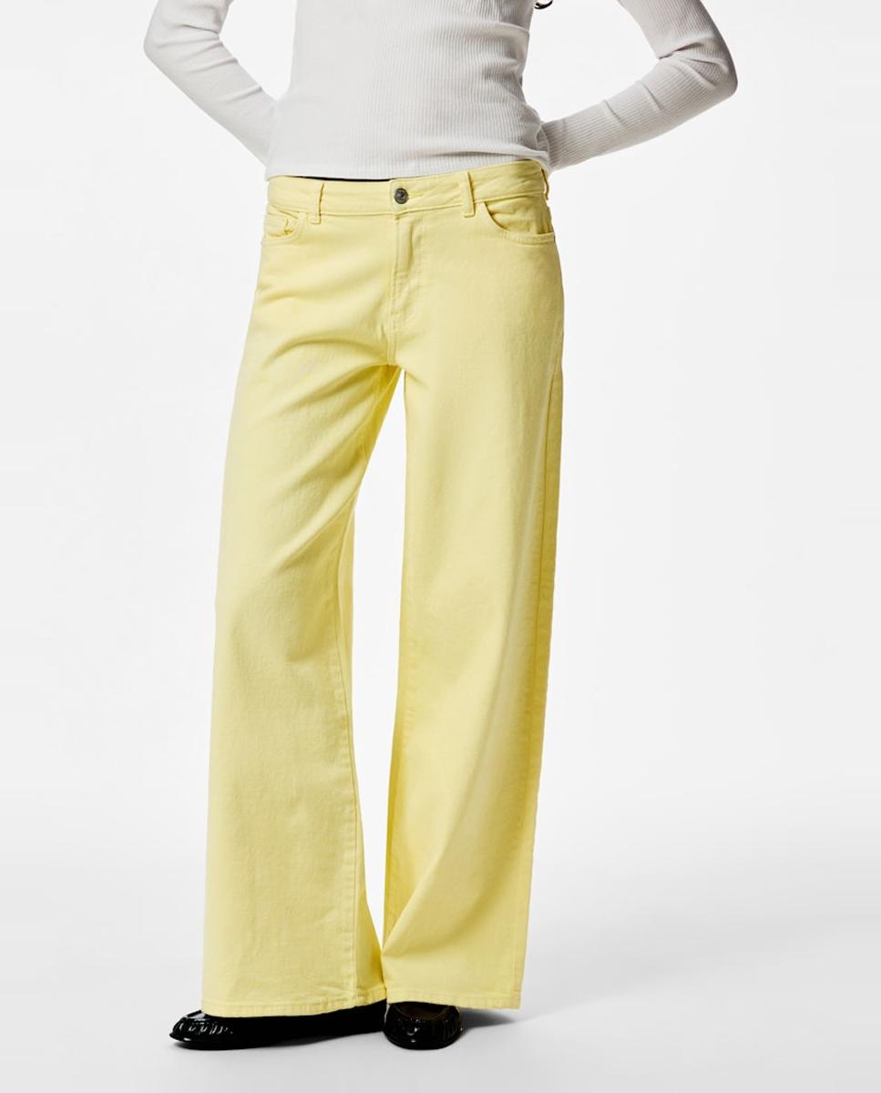 Jeans Wide Leg Amarelo-3