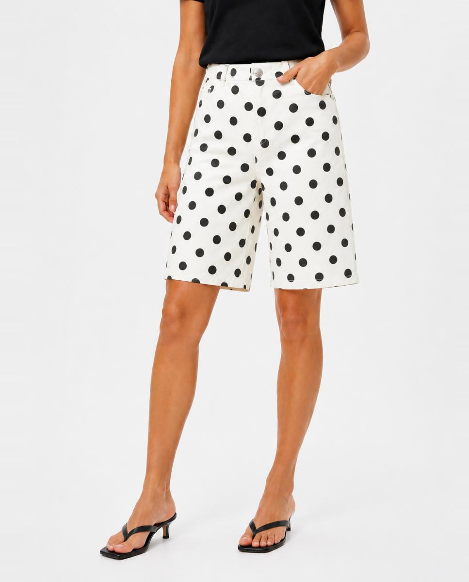 Bermudas de Ganga com Estampado às Bolinhas Branco-2