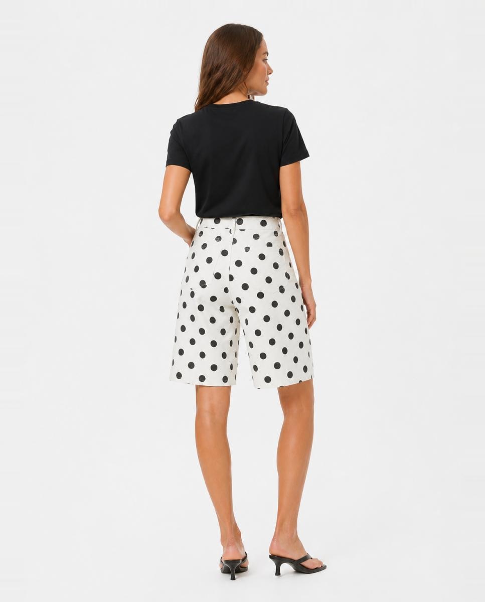 Bermudas de Ganga com Estampado às Bolinhas Branco-3