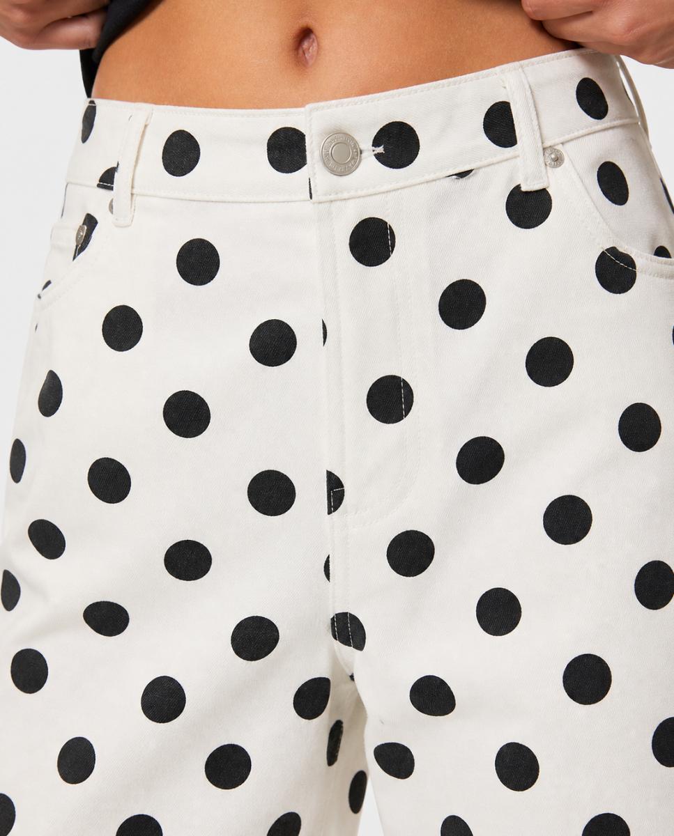 Bermudas de Ganga com Estampado às Bolinhas Branco-4