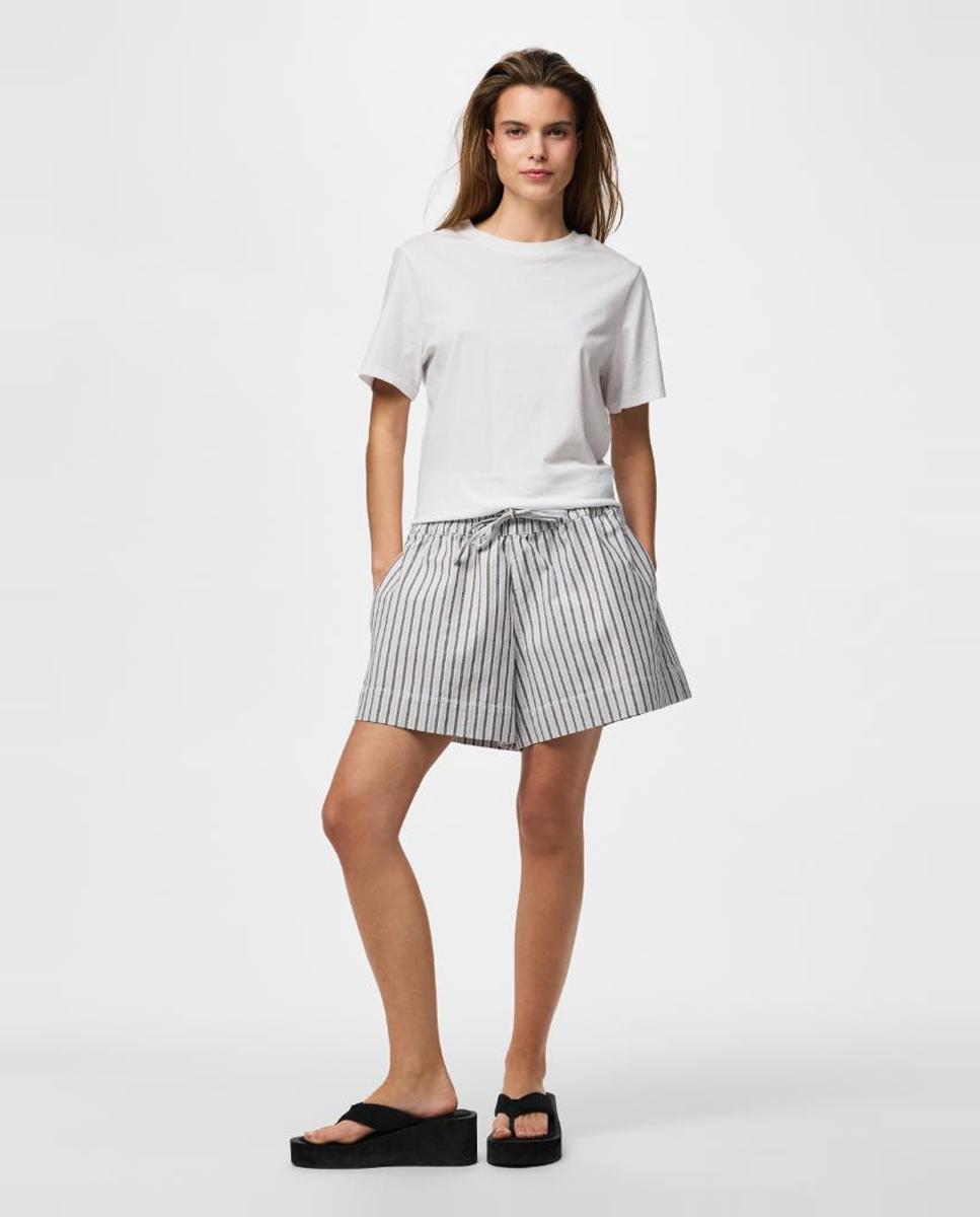 Pieces - Short vaquero de mujer de rayas..