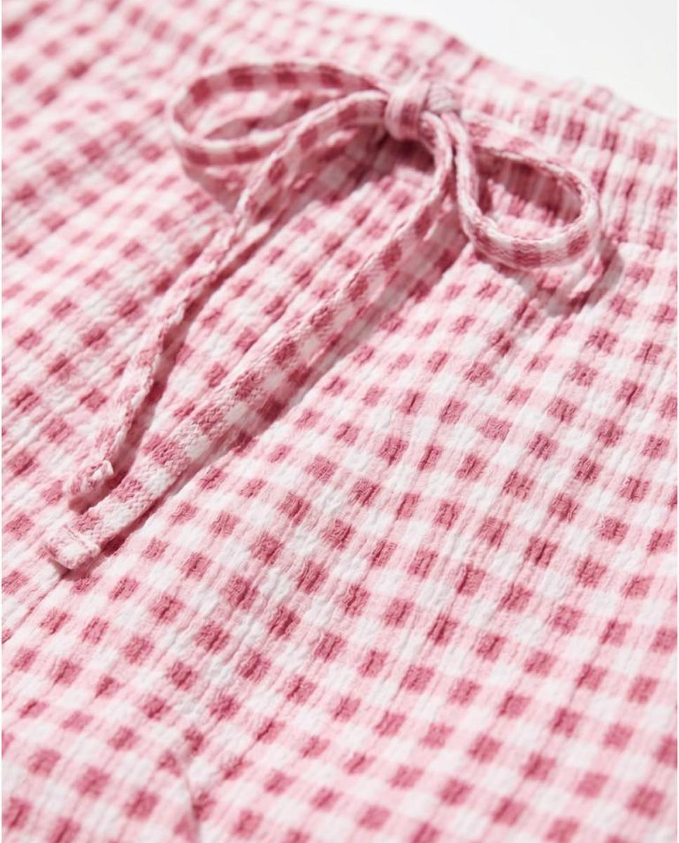 Calças aos Quadrados Vichy. Rosa-claro-4