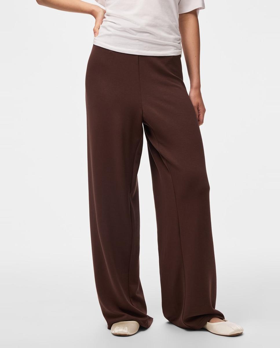 Pantalón de chándal de mujer loose fit con tiro medio - Pieces - Marrón oscuro Marrón oscuro-1