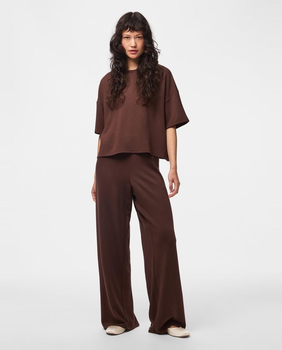 Pantalón de chándal de mujer loose fit con tiro medio - Pieces - Marrón oscuro Marrón oscuro-2