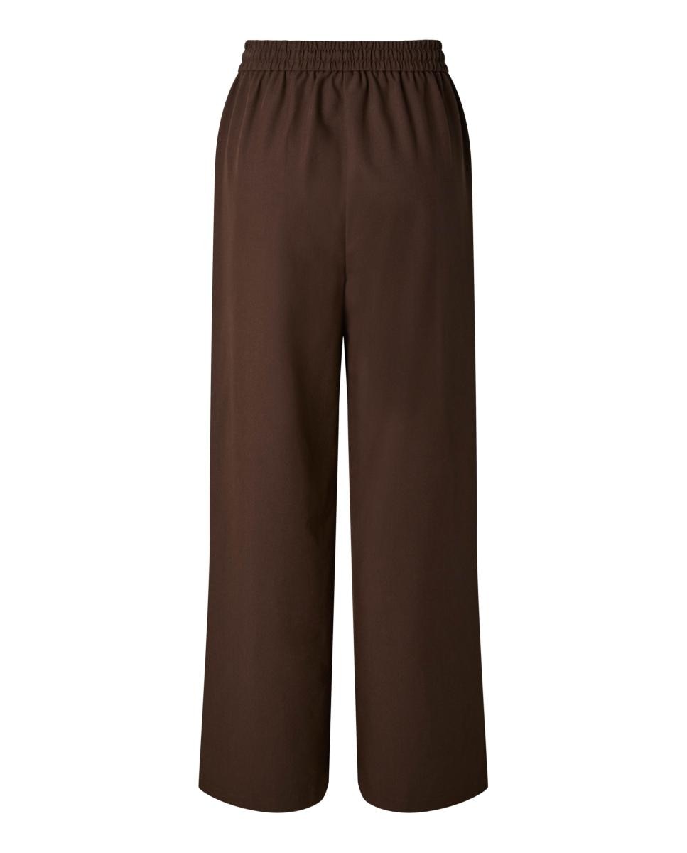 Pantalón de mujer wide leg con tiro alto - Pieces - Marrón oscuro Marrón oscuro-7