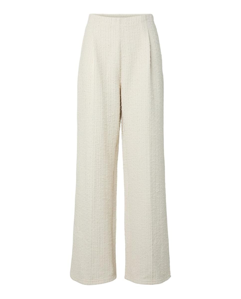 Calças Regular em Tecido de Jacquard com Fecho de Correr Cru-5