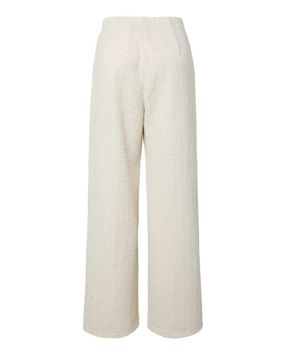 Calças Regular em Tecido de Jacquard com Fecho de Correr Cru-6