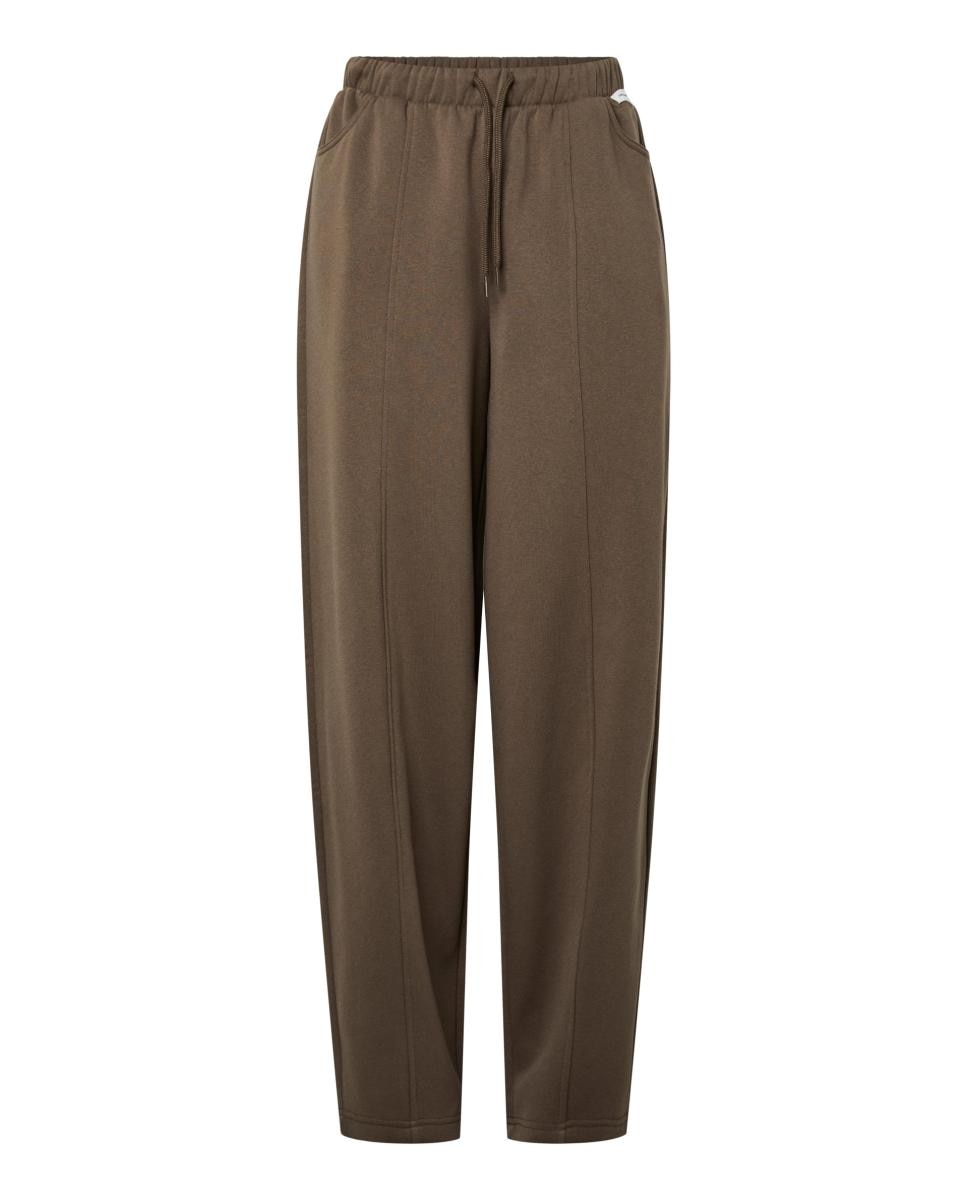 Pantalón jogger de mujer con cintura elástica - Pieces - Marrón Marrón-1