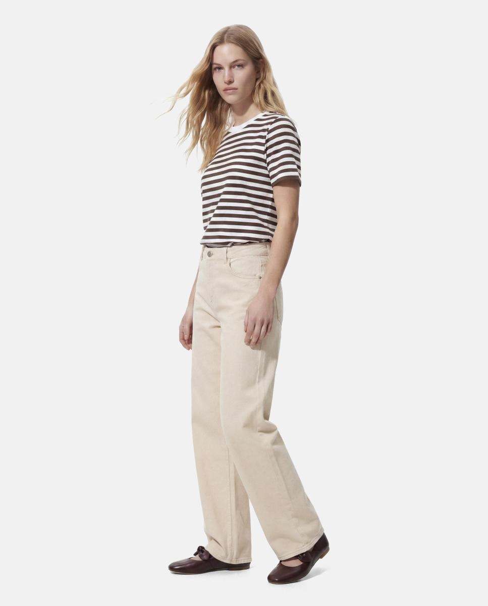 Imagen 0 de Vaquero denim wide leg de mujer Crema
