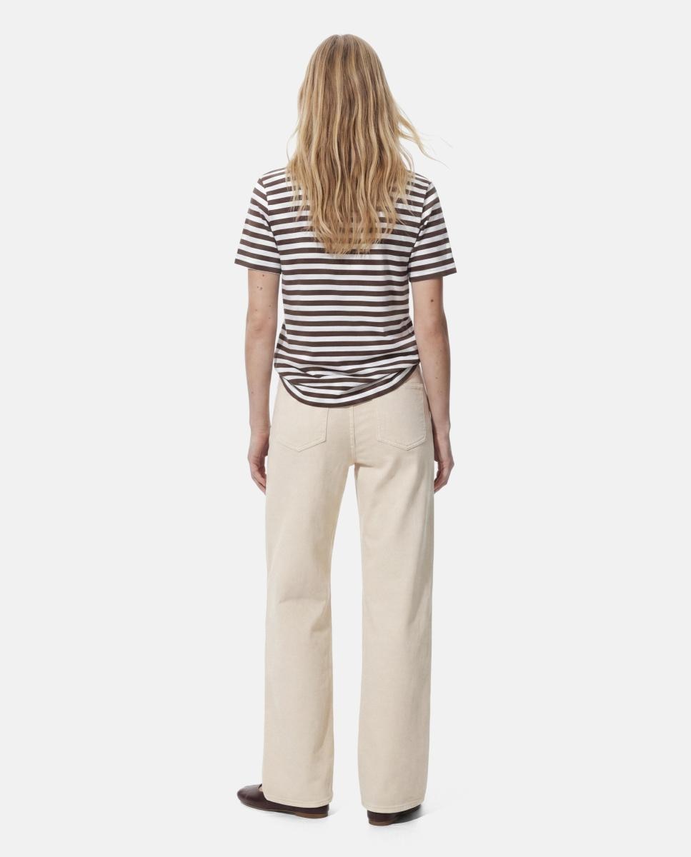 Imagen 2 de Vaquero denim wide leg de mujer - Pieces - Crema Crema