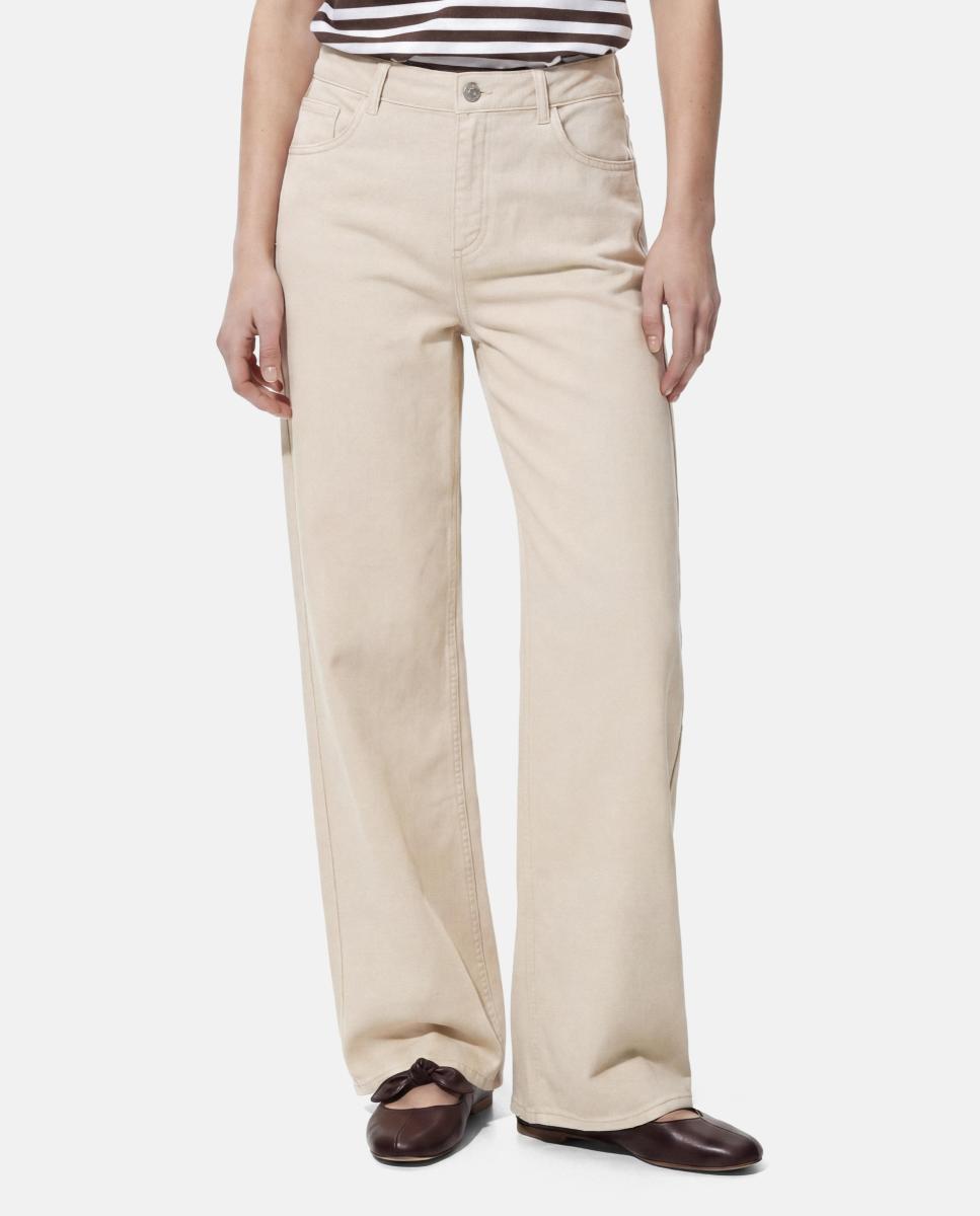 Imagen 3 de Vaquero denim wide leg de mujer - Pieces - Crema Crema