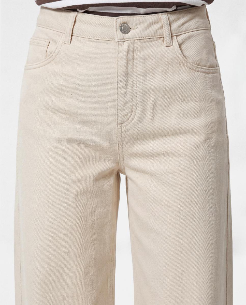 Imagen 4 de Vaquero denim wide leg de mujer - Pieces - Crema Crema