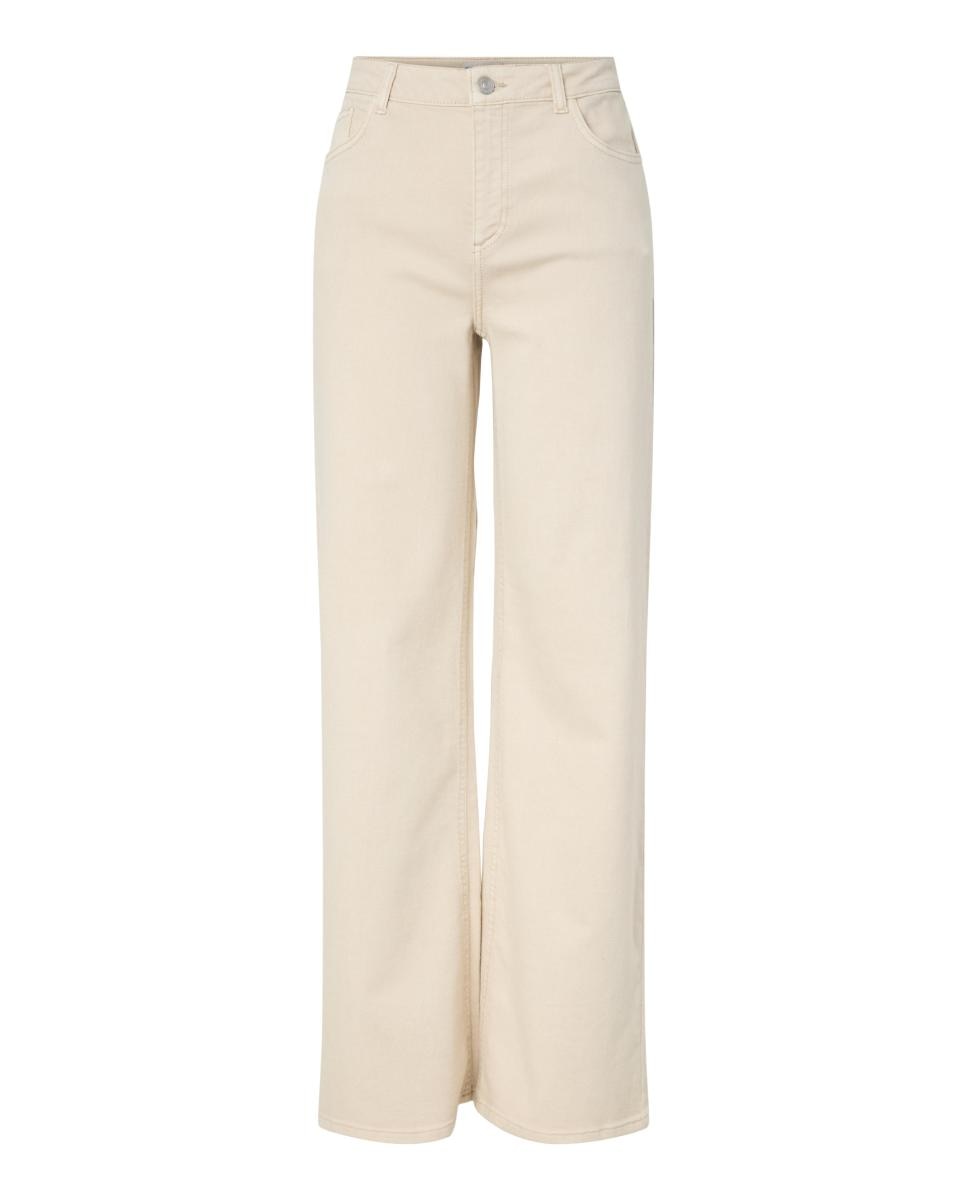 Imagen 5 de Vaquero denim wide leg de mujer - Pieces - Crema Crema