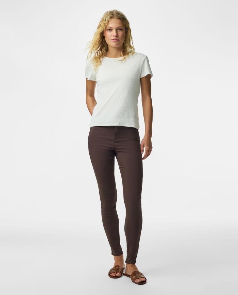 Pantalón skinny de mujer - Pieces - Marrón oscuro Marrón oscuro-1