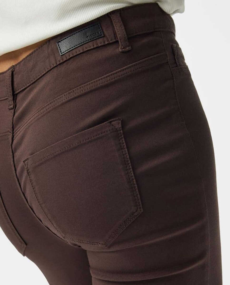 Pantalón skinny de mujer - Pieces - Marrón oscuro Marrón oscuro-4