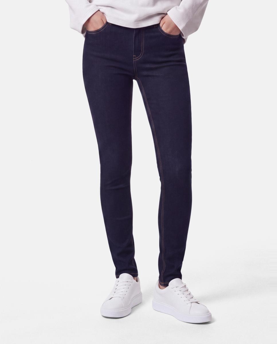 Jeans Skinny com Cintura Média Azul-marinho-3