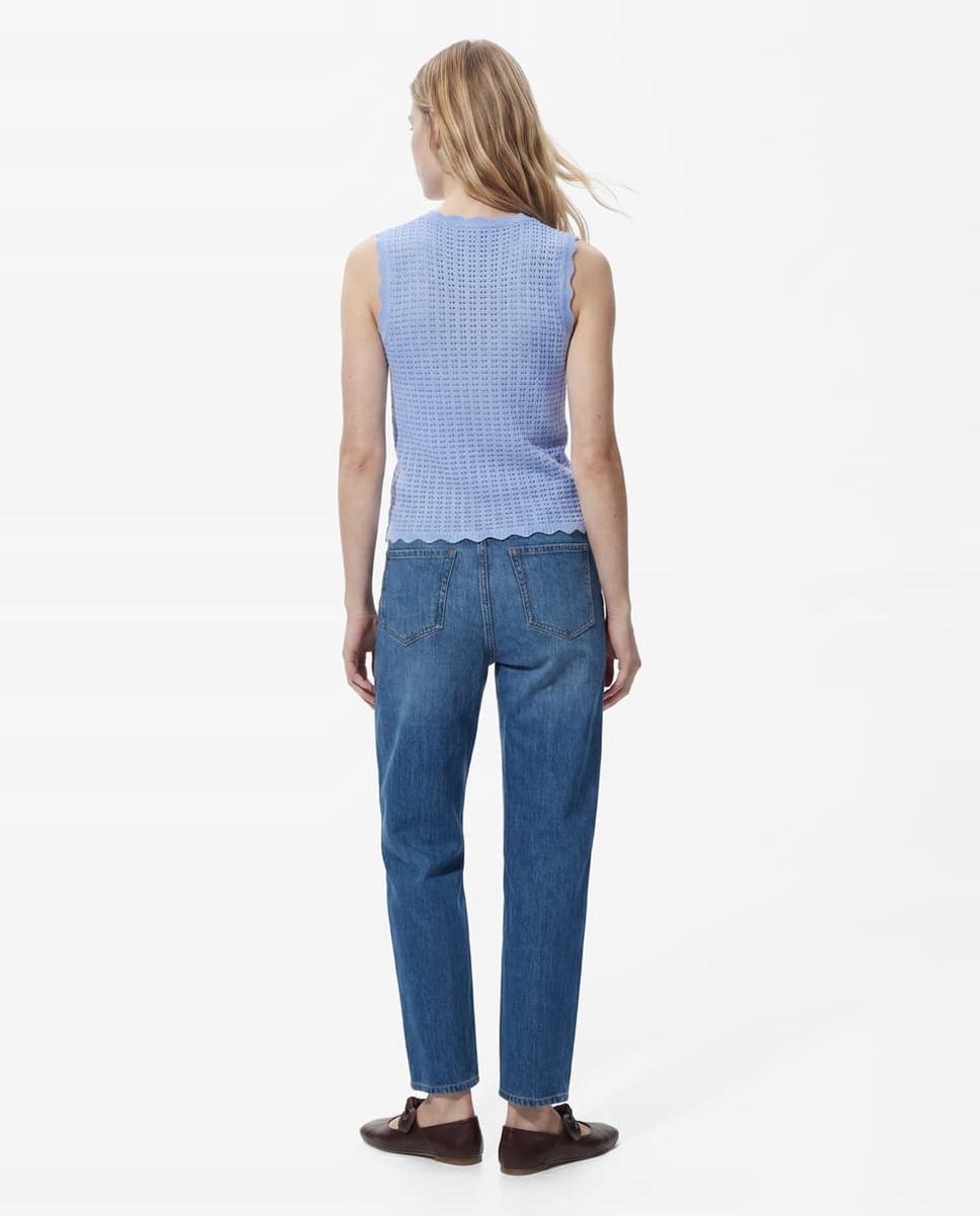 Jeans Mom Fit com Cintura Subida Azul-2