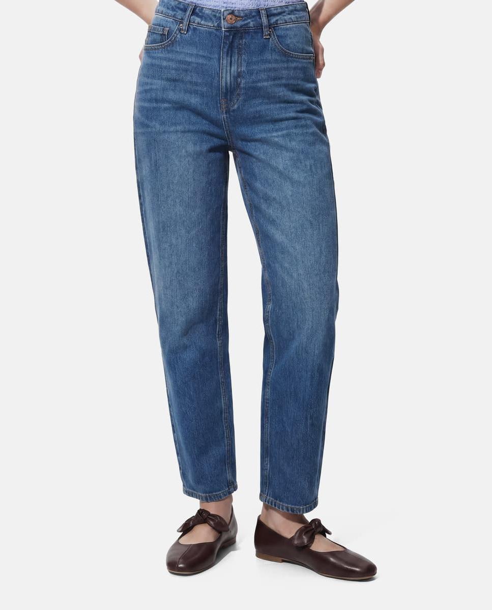 Jeans Mom Fit com Cintura Subida Azul-3