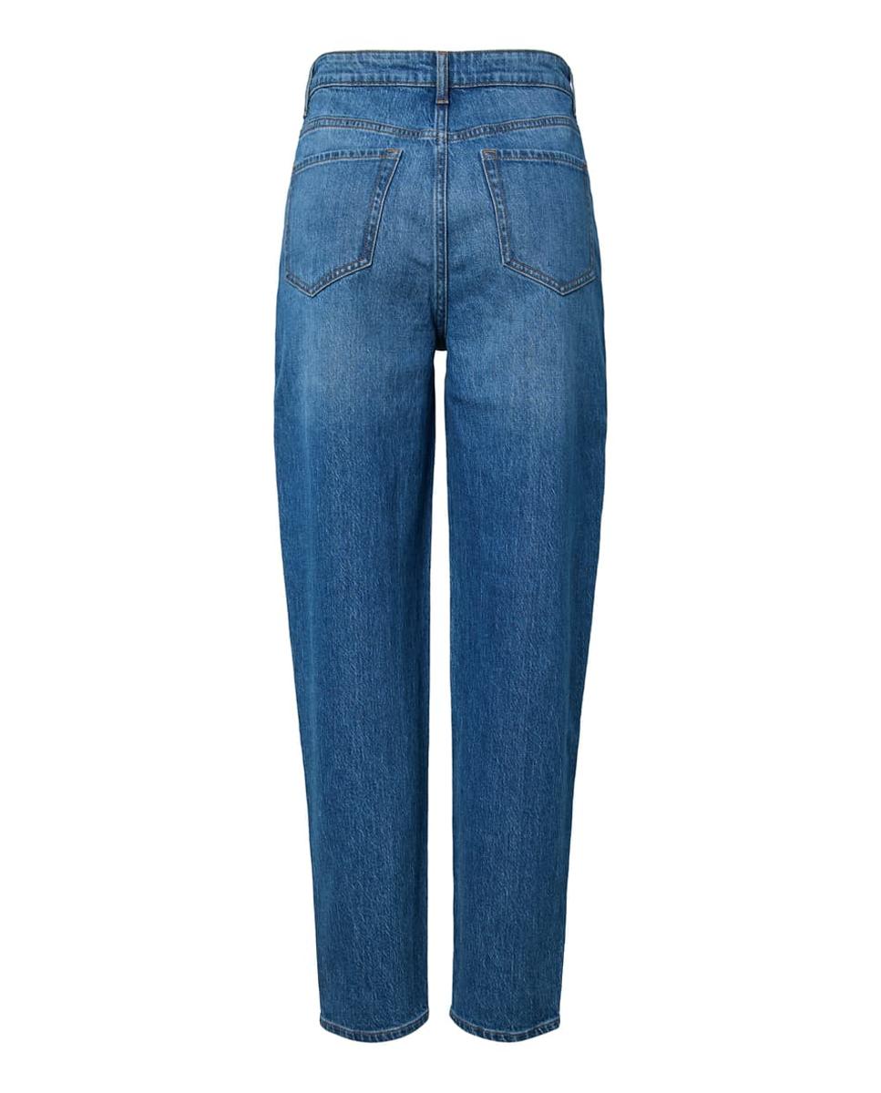 Jeans Mom Fit com Cintura Subida Azul-6