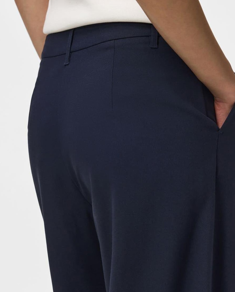 Pantalón de traje de mujer barrel fit con cintura media - Pieces - Azul marino Azul marino-4