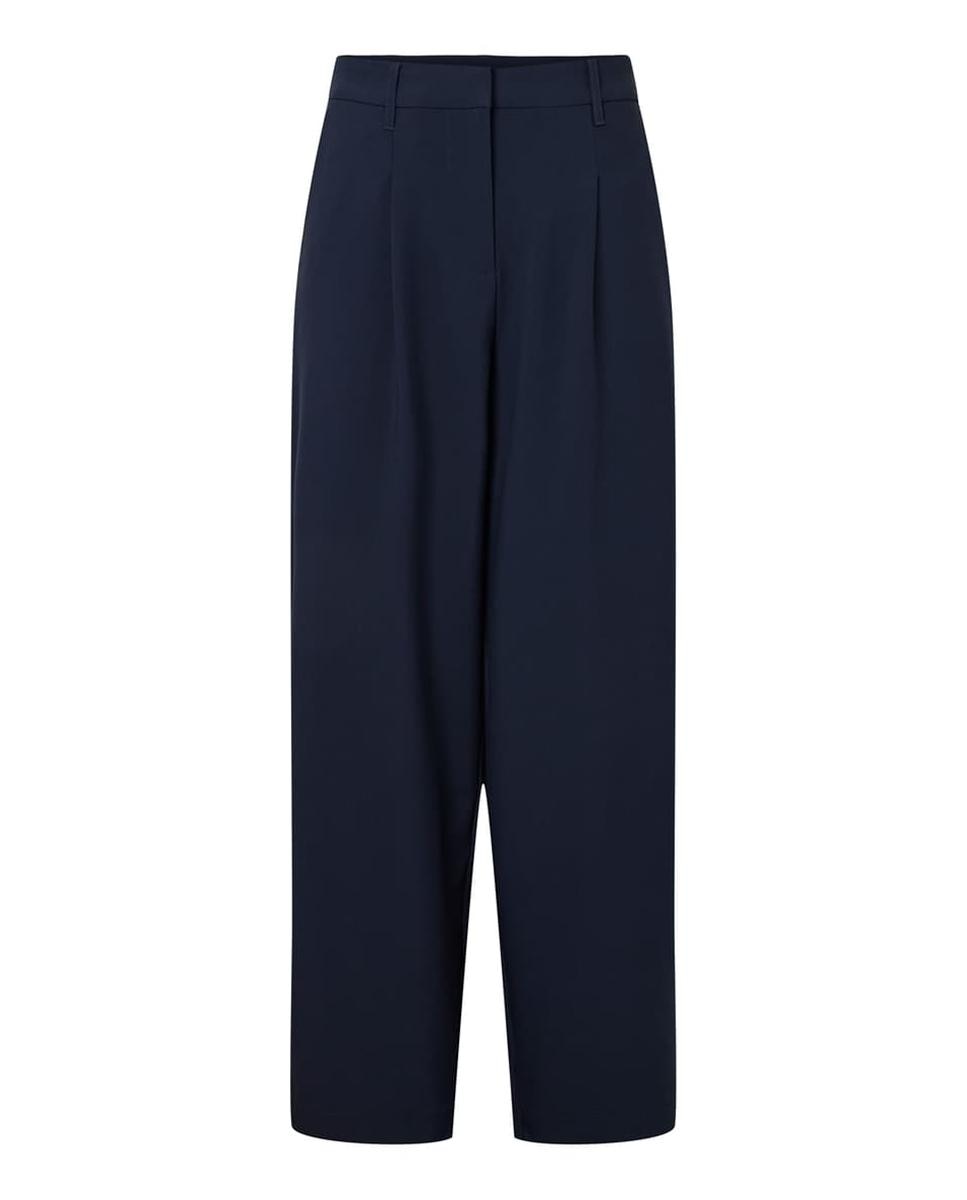 Pantalón de traje de mujer barrel fit con cintura media - Pieces - Azul marino Azul marino-5