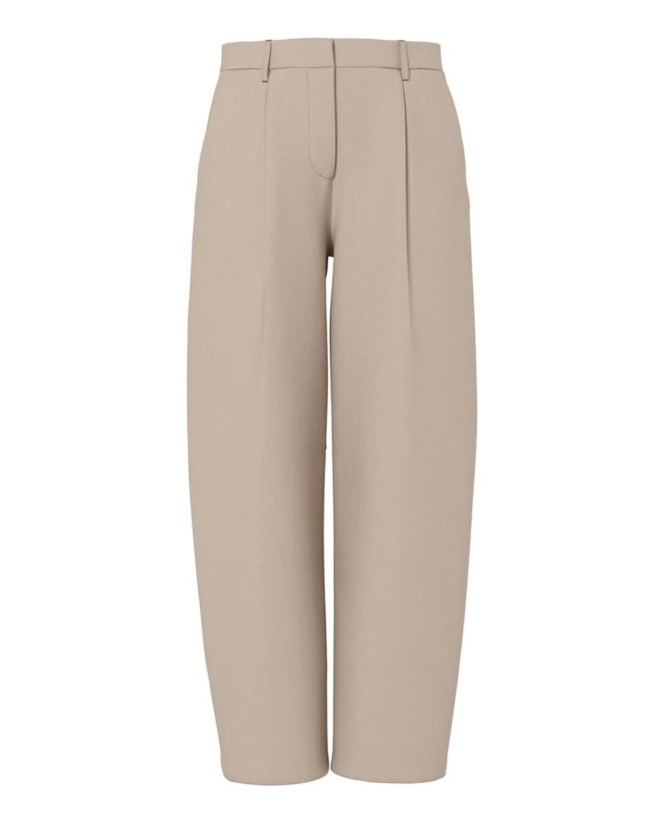 Pantalón de traje de mujer barrel fit con cintura media - Pieces - Beige Beige-5