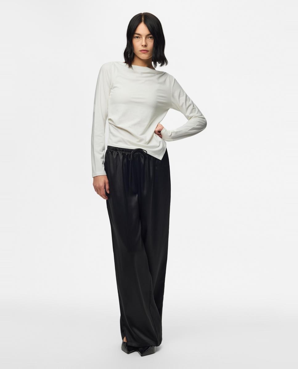 Imagen 1 de Pantalón satinado de mujer - Pieces - Negro Negro