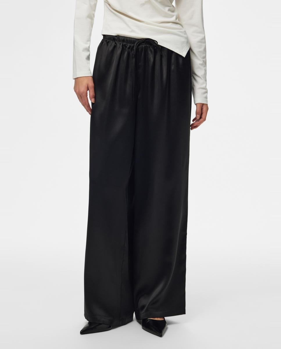 Imagen 3 de Pantalón satinado de mujer - Pieces - Negro Negro