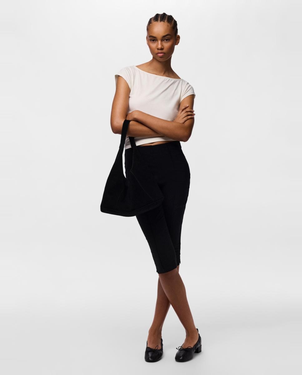 Pantalón capri de mujer - Pieces - Negro Negro-2
