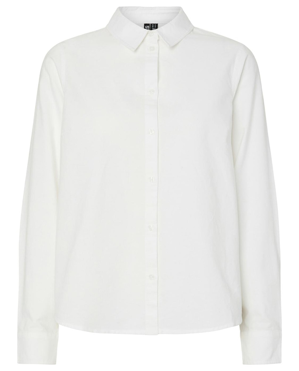 Camisa oxford básica com manga comprida Branco-5