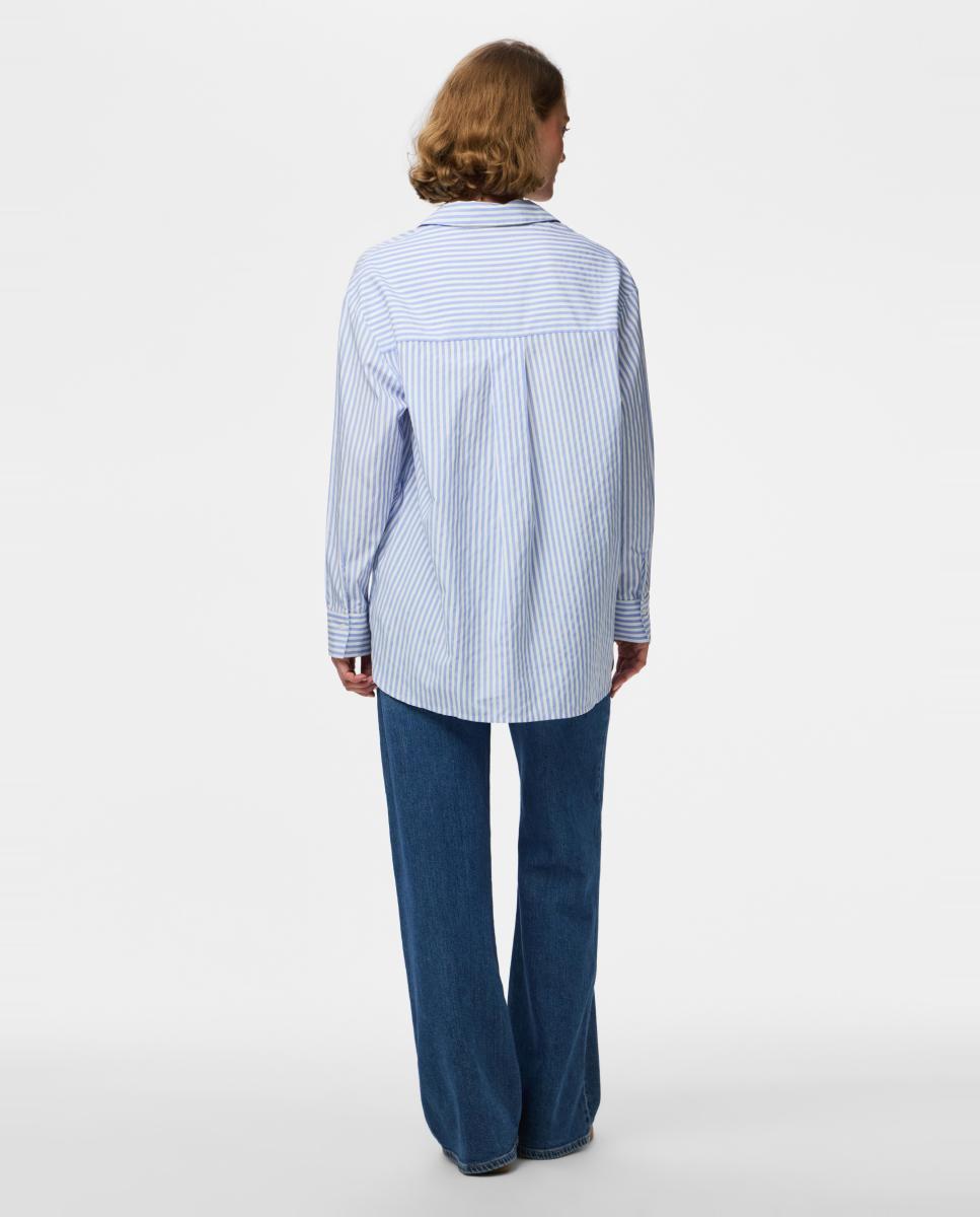 Camisa loose fit a rayas de mujer - Pieces - Azul claro Azul claro-2