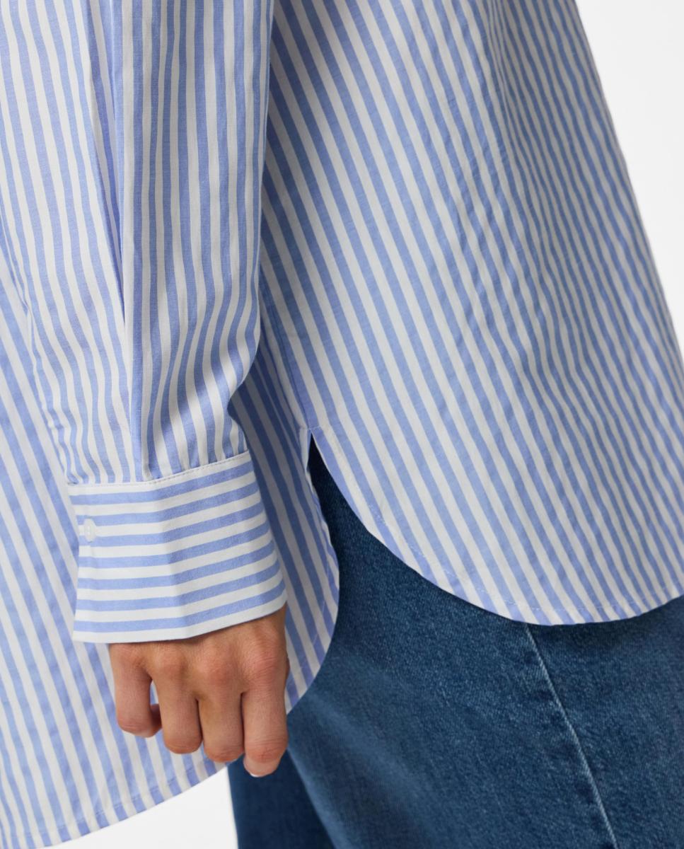 Camisa loose fit a rayas de mujer - Pieces - Azul claro Azul claro-3