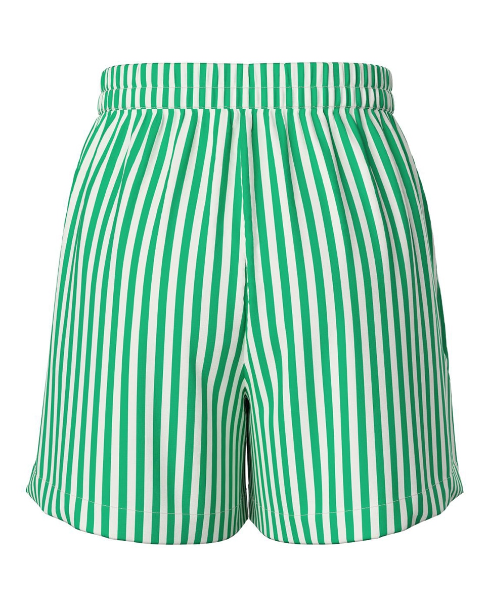 Camisa de Manga Curta e Estampado às Riscas Verde-6