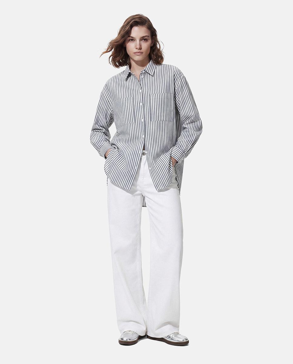 Camisa loose fit a rayas de mujer - Pieces - Verde claro Verde claro-2