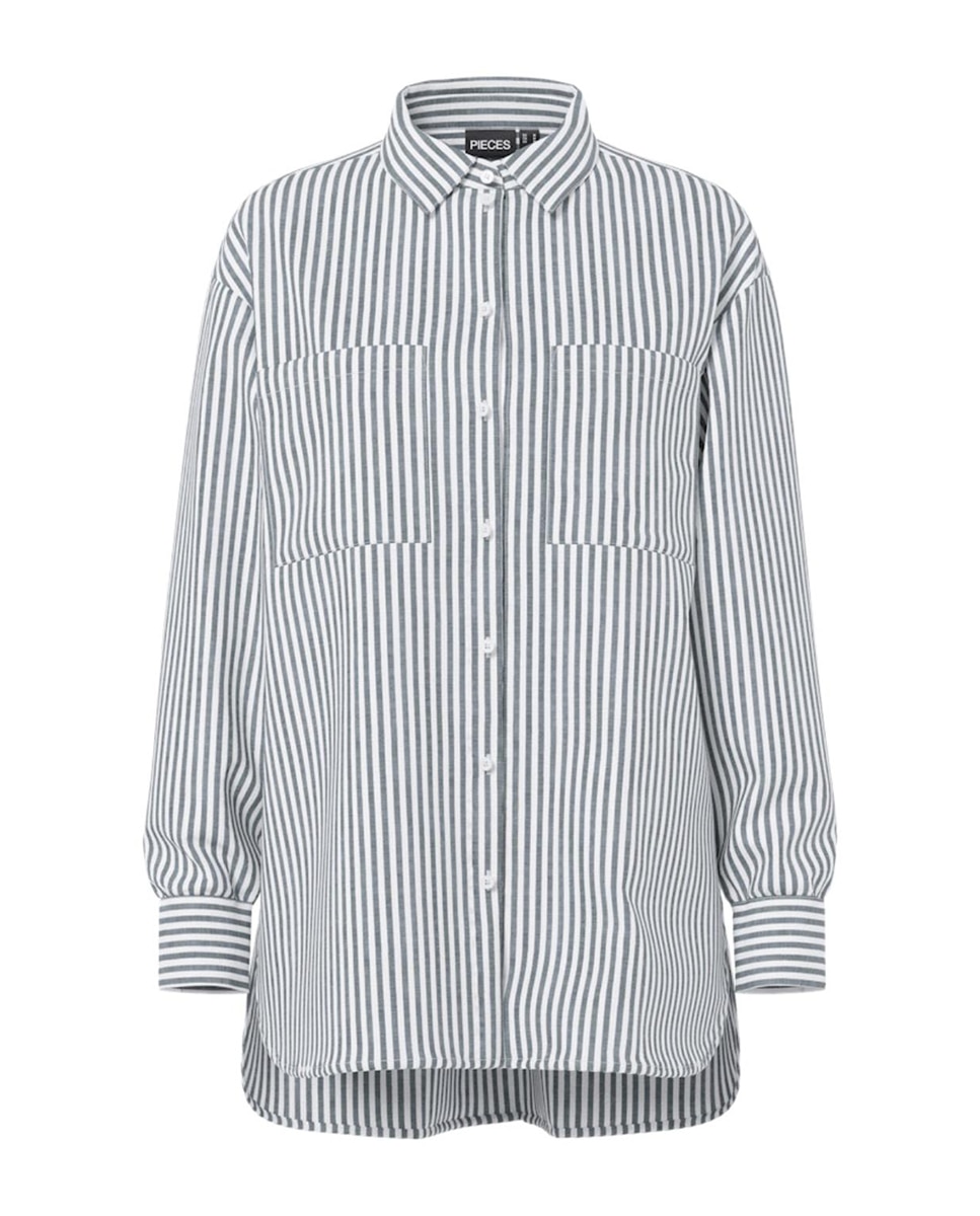 Camisa loose fit a rayas de mujer - Pieces - Verde claro Verde claro-5